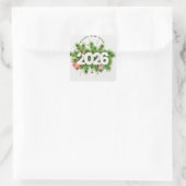Happy New Year 2026 Festive Christmas Greenery Des Quadratischer Aufkleber (Tasche)