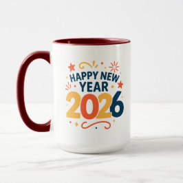 Happy New Year 2026 Festive Colorful Combo Mug Tasse