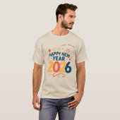 Happy New Year 2026 Festive Typography T-Shirt  (Vorne ganz)