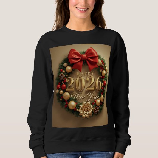 happy new year 2026 festive wreath hoodie (Vorderseite)