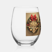 happy new year 2026 festive wreath weinglas ohne stiel (Rechts)