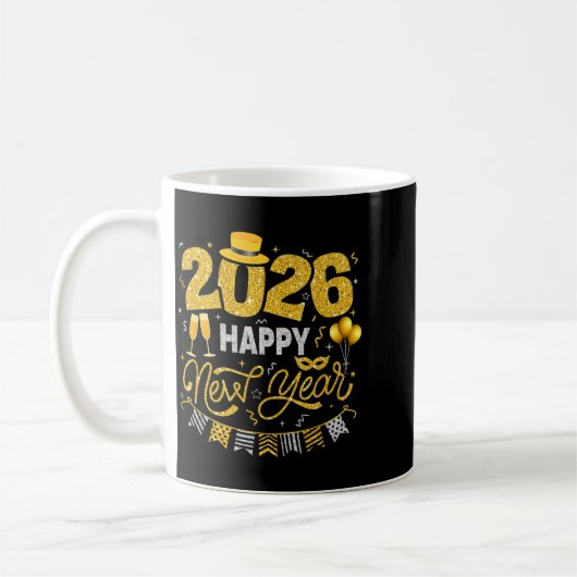 Happy New Year 2026 Fireworks Countdown New Years Kaffeetasse (Links)