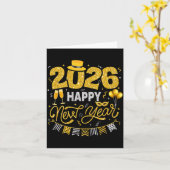 Happy New Year 2026 Fireworks Countdown New Years  Karte (Gelbe Blume)