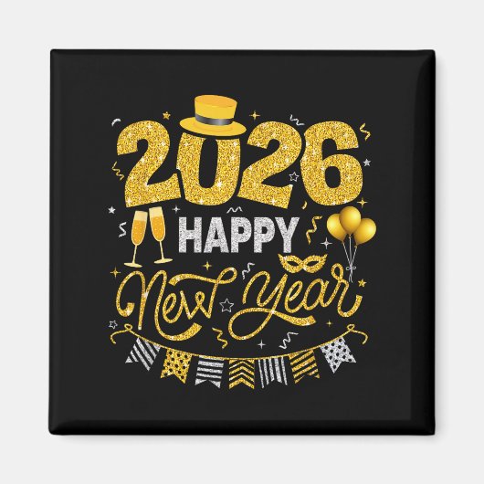 Happy New Year 2026 Fireworks Countdown New Years  Magnet (Vorne)