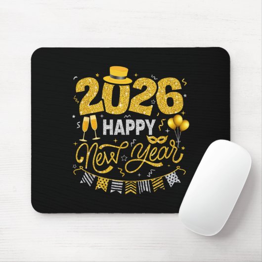 Happy New Year 2026 Fireworks Countdown New Years Mousepad (Mit Mouse)