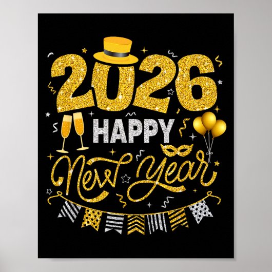 Happy New Year 2026 Fireworks Countdown New Years Poster (Vorne)