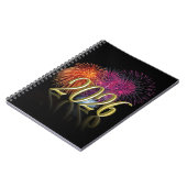 Happy New Year 2026 Fireworks Gold Notizblock (Linke Seite)