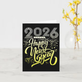 Happy New Year 2026 Fireworks Loading New Years Ev Karte (Gelbe Blume)