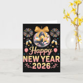 Happy New Year 2026 Fireworks New Year's Eve Party Karte (Gelbe Blume)