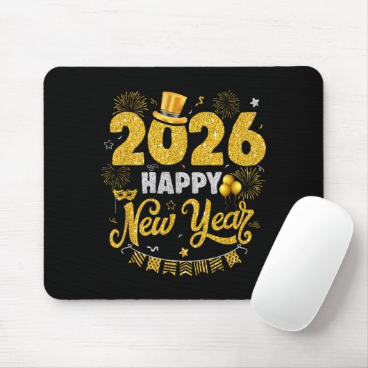 Happy New Year 2026 Fireworks New Years Eve Party Mousepad (Mit Mouse)