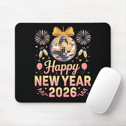 Happy New Year 2026 Fireworks New Year's Eve Party Mousepad (Mit Mouse)