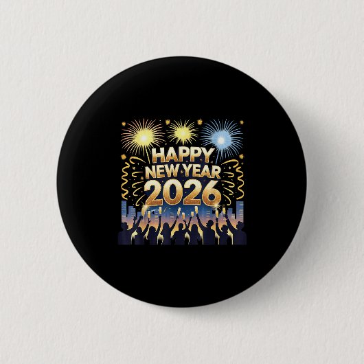 Happy New Year 2026 Fireworks Party Celebration  Button (Vorderseite)