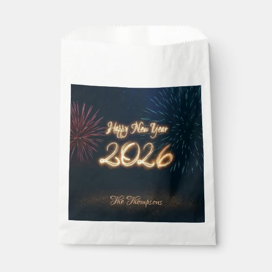 Happy New Year 2026 Fireworks Sparkling Gift Geschenktütchen (Vorderseite)