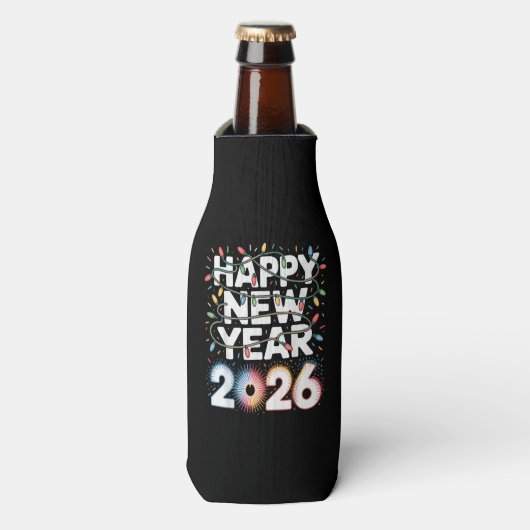 Happy New Year 2026 Flaschenkühler (Flaschenvorderseite)