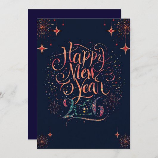 Happy new year 2026 Flat Card (Vorne/Hinten)