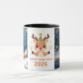 happy new year 2026 fox & reindeer coffee mug tasse (Zentrum)