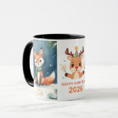 happy new year 2026 fox & reindeer coffee mug tasse (Vorderseite Links)
