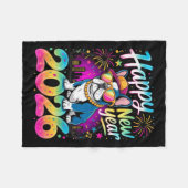 Happy New Year 2026 French Bulldog Fireworks Party Fleecedecke (Vorderseite (Horizontal))
