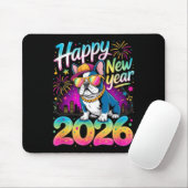 Happy New Year 2026 French Bulldog Fireworks Party Mousepad (Mit Mouse)