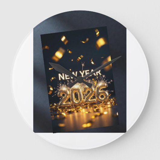 Happy New Year 2026 – Fresh Start, New Hopes Greet Große Wanduhr (Vorderseite)