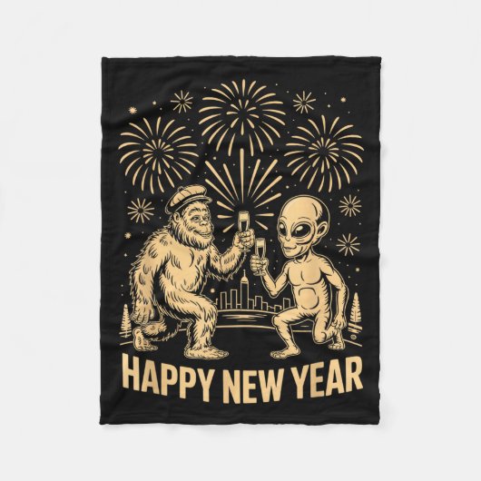 Happy New Year 2026 Funny Bigfoot And Alien Lovers Fleecedecke (Vorderseite)