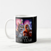 Happy New Year 2026 Funny Cat Bigfoot Party Art Kaffeetasse (Links)