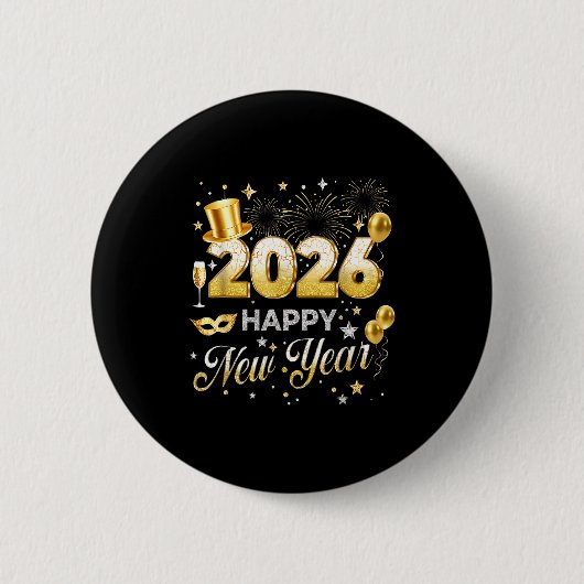 Happy New Year 2026 Funny New Years Eve Party Men Button (Vorderseite)
