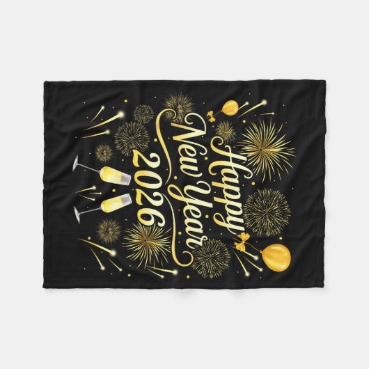 Happy New Year 2026 Funny New Years Eve Party Men Fleecedecke (Vorderseite (Horizontal))