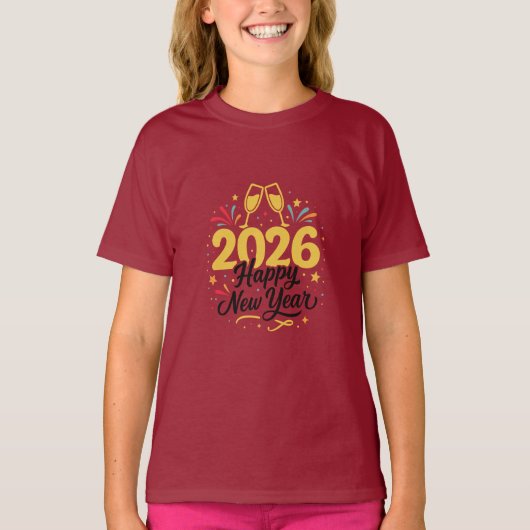 Happy New Year 2026 Girls’ T-Shirt (Vorderseite)