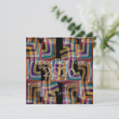 Happy New Year 2026 - glänzendes modernes Kunstwer (Stehend Vorderseite)