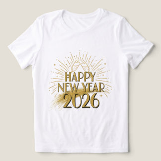 Happy New Year 2026 Glitter Tee for Women