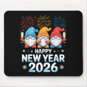 Happy New Year 2026 Gnome Cute Holiday Celebration Mousepad (Vorne)