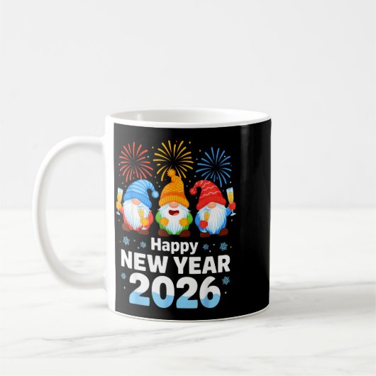 Happy New Year 2026 Gnome With Fireworks And Champ Kaffeetasse (Links)