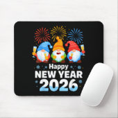 Happy New Year 2026 Gnome With Fireworks And Champ Mousepad (Mit Mouse)