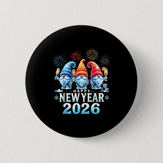 Happy New Year 2026 Gnomes Family Party New Years  Button (Vorderseite)