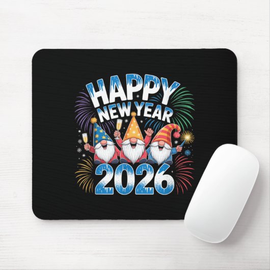 Happy New Year 2026 Gnomes Family Party New Years Mousepad (Mit Mouse)