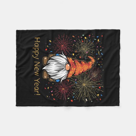 Happy New Year 2026 Gnomes Fireworks Confetti Fleecedecke (Vorderseite (Horizontal))