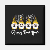 Happy New Year 2026 Gnomes Leopard Print Gnomies G Magnet (Vorne)