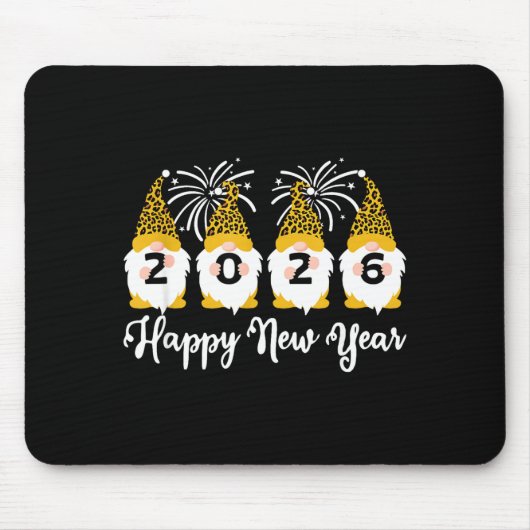 Happy New Year 2026 Gnomes Leopard Print Gnomies G Mousepad (Vorne)