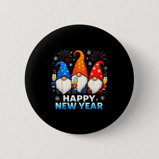 Happy New Year 2026 Gnomes Matching Family New Yea Button (Vorderseite)