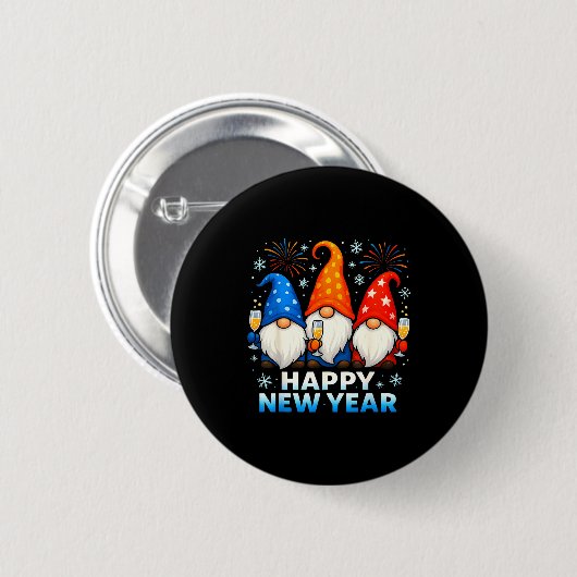 Happy New Year 2026 Gnomes Matching Family New Yea Button (Vorne & Hinten)