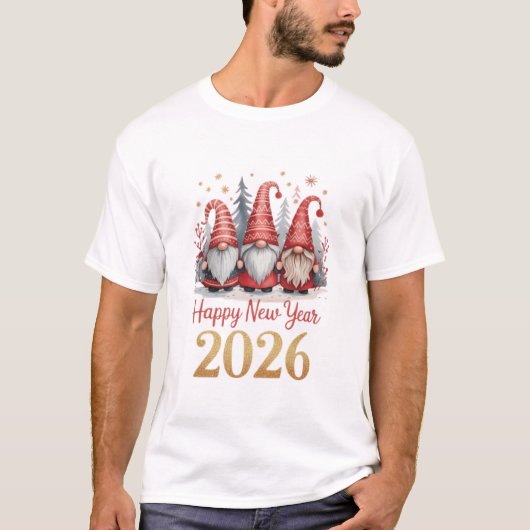 Happy New Year 2026 Gnomes T-Shirt (Vorderseite)