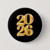 Happy New Year 2026 Gold Confetti Ballon Party Fa Button (Vorderseite)
