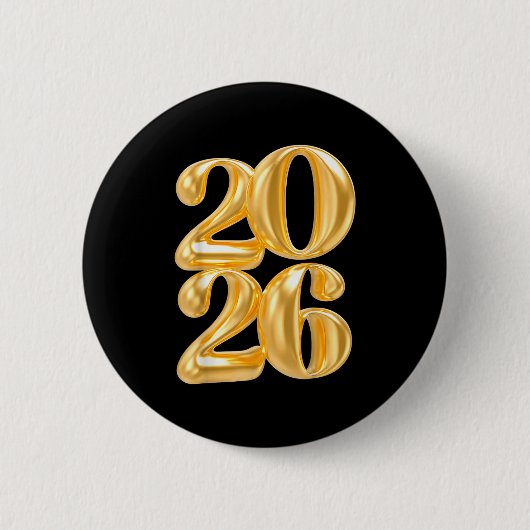 Happy New Year 2026 Gold Confetti Ballon Party Fa Button (Vorderseite)