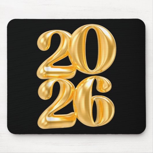 Happy New Year 2026 Gold Confetti Ballon Party Fa Mousepad (Vorne)