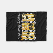 Happy New Year 2026 Gold Coquette Bow Disco Ball C Fleecedecke (Vorderseite (Horizontal))