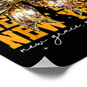 Happy New Year 2026 Gold Coquette Bow Disco Ball C Poster (Ecke)