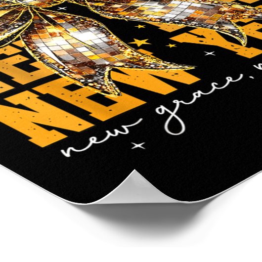 Happy New Year 2026 Gold Coquette Bow Disco Ball C Poster (Ecke)