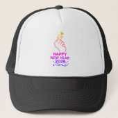 Happy New Year 2026 Gold Hand Heart Trucker Hat Truckerkappe (Vorderseite)