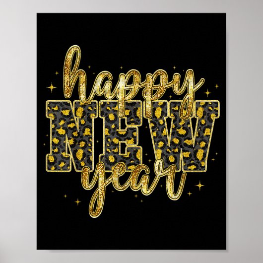 Happy New Year 2026 Gold Leopard Countdown Party F Poster (Vorne)